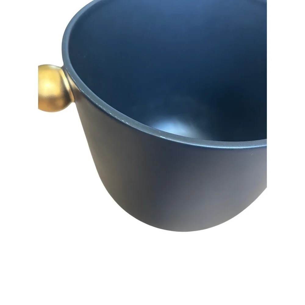 Uttermost Revelation Black Matte Cachepot Planter Gold Ball‎ Handles